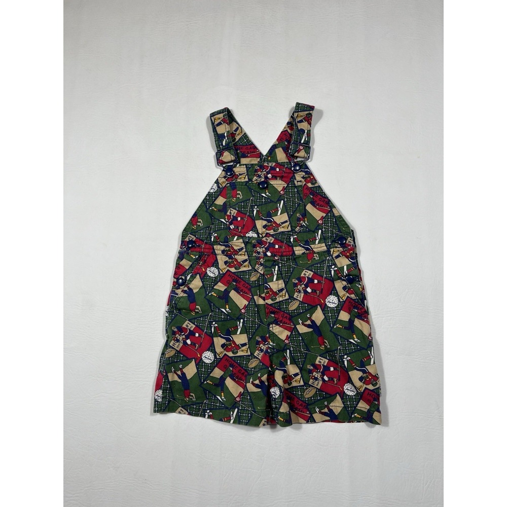 Vintage Gymboree Sports Overalls Boys Small All Over Print Rainbow Tag